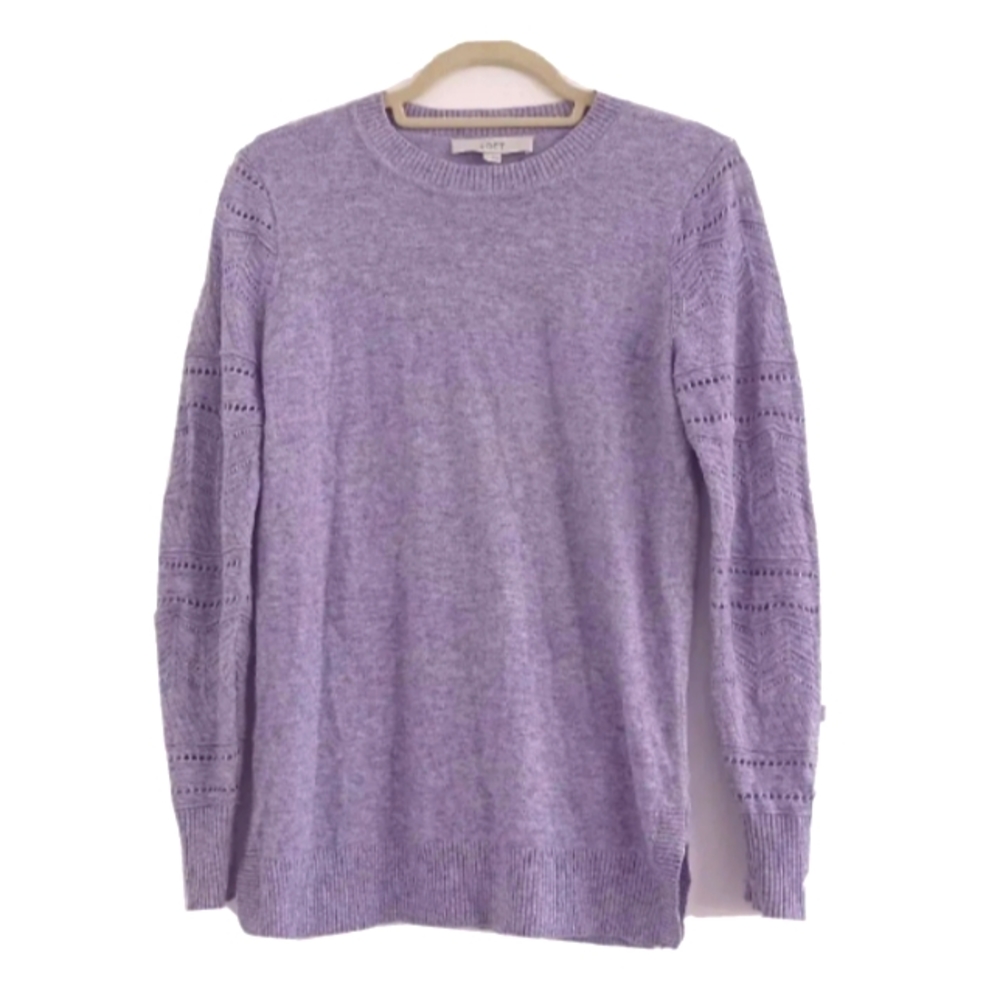 Loft Ann Taylor Crochet Lavender Purple Sweater Top